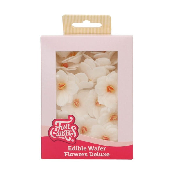 FunCakes White Small Hydrangea Deluxe Wafer Flowers Pack Of 18