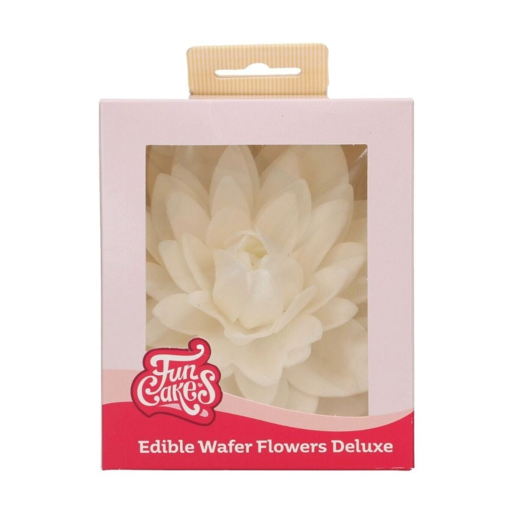 FunCakes White Large Dahlia Deluxe Wafer Flower