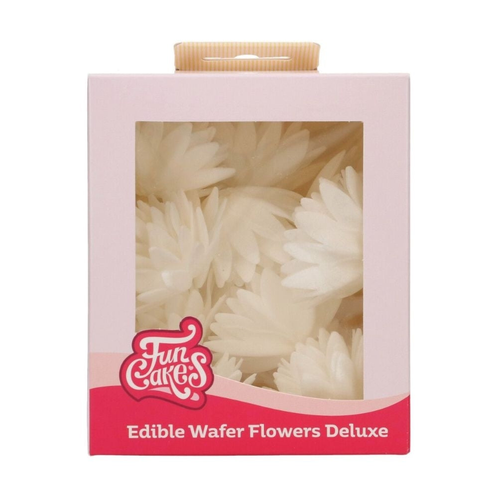 FunCakes White Medium Aster Deluxe Wafer Flowers Pack Of 14