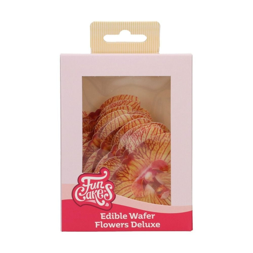 FunCakes Golden Brown Medium Orchid Deluxe Wafer Flowers Pack Of 10