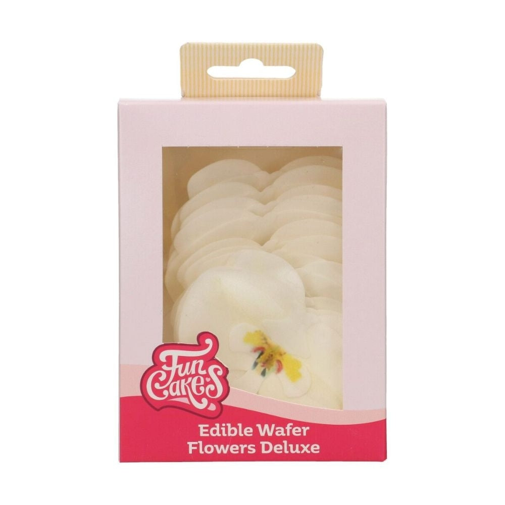 FunCakes White Medium Orchid Deluxe Wafer Flowers Pack Of 10