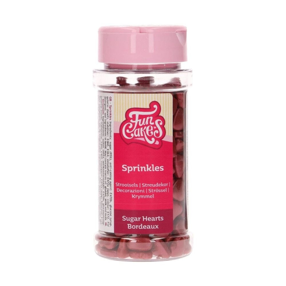 FunCakes Bordeaux Sugar Heart Sprinkles 80g