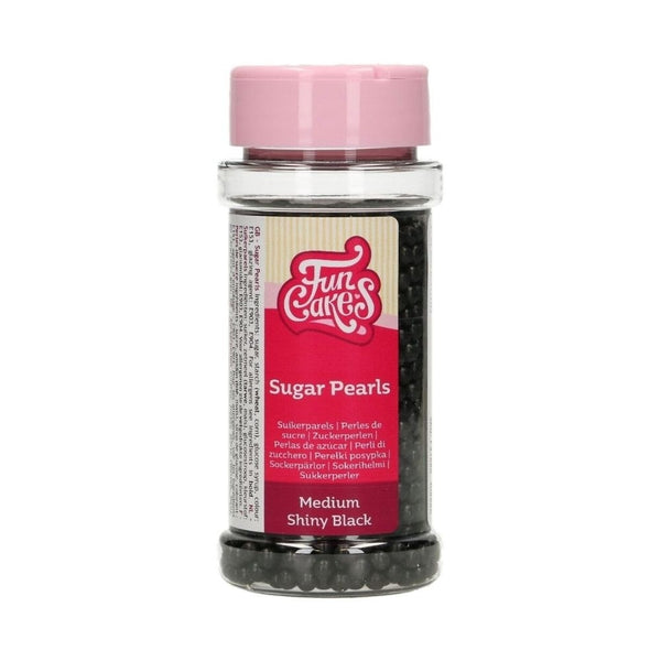 FunCakes 4mm Shiny Black Sugar Pearls 80g