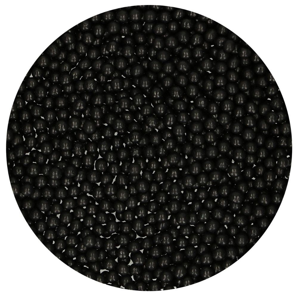 FunCakes 4mm Shiny Black Sugar Pearls 80g