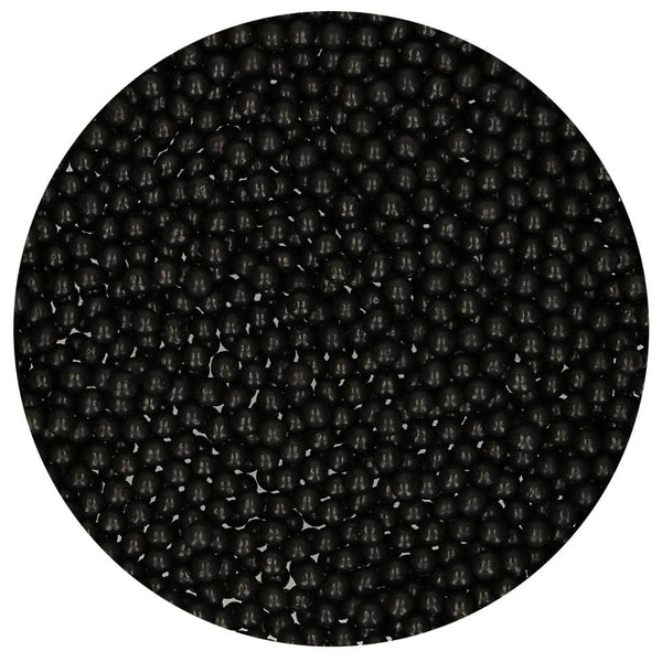 FunCakes 4mm Shiny Black Sugar Pearls 80g