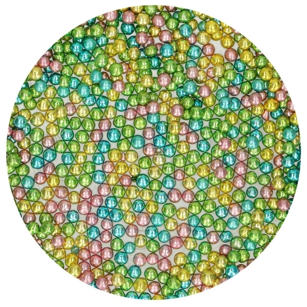 FunCakes 4mm Harlequin Metallic Sugar Pearls 80g