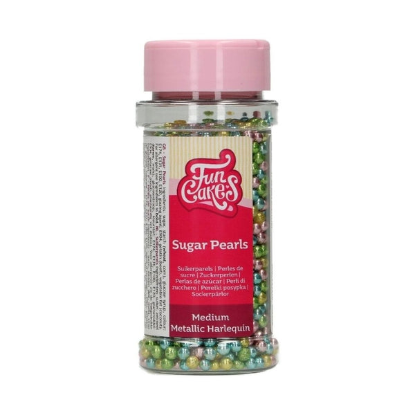 FunCakes 4mm Harlequin Metallic Sugar Pearls 80g