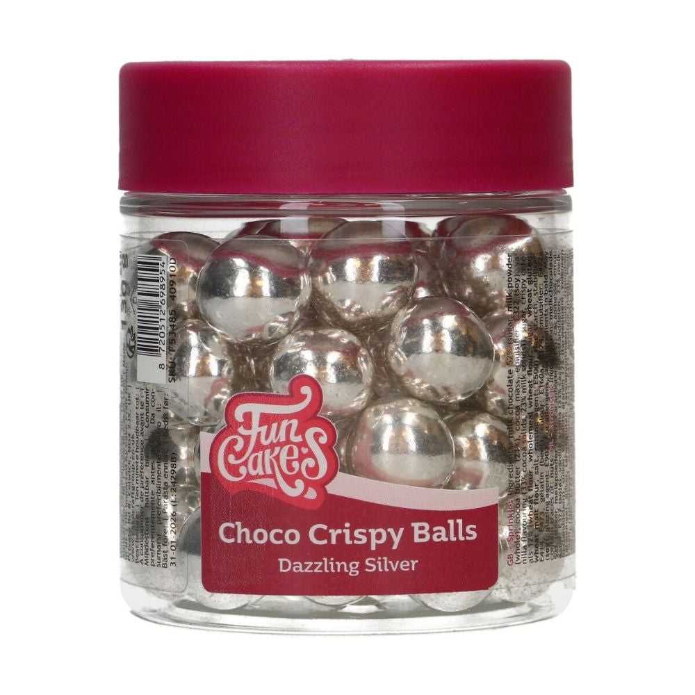 FunCakes Dazzling Silver Choco Crispy Balls 130g