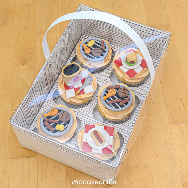Simply Making Holds 6 Wood Effect Cupcake Box With Handle