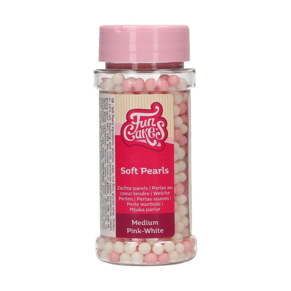FunCakes 4mm Pink & White Soft Pearls 60g