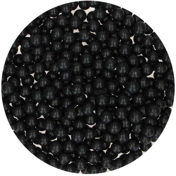 FunCakes 7mm Shiny Black Sugar Pearls 80g