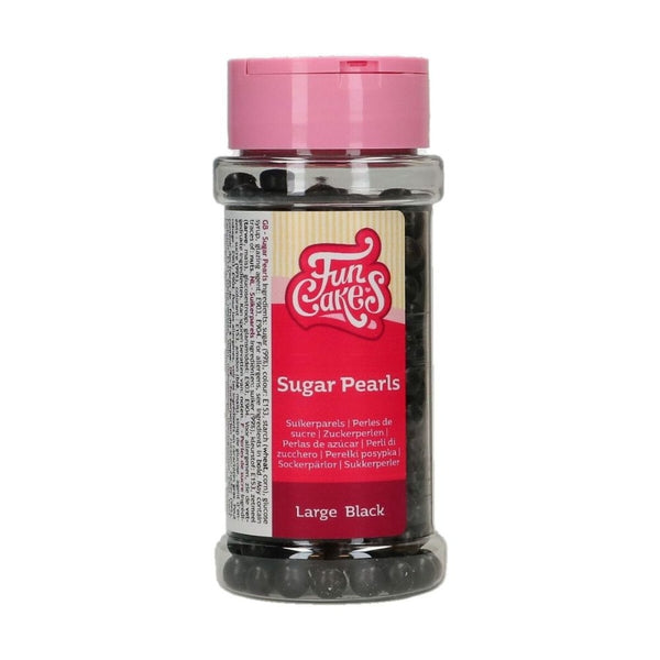 FunCakes 7mm Shiny Black Sugar Pearls 80g