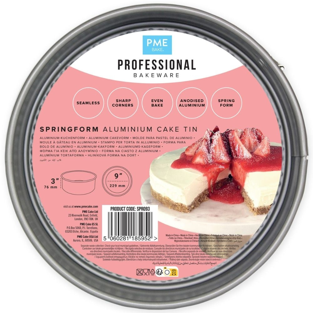 PME Silver Round Anodised Springform Cake Tin 9" x 3"