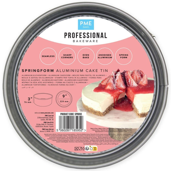 PME Silver Round Anodised Springform Cake Tin 9" x 3"
