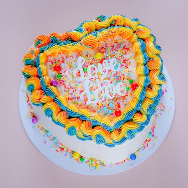 Heart-Shaped Rainbow Pride Cake