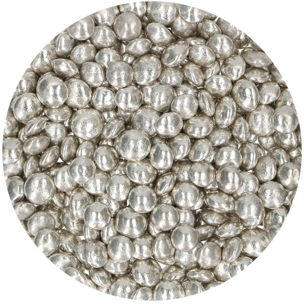 FunCakes Metallic Silver Choco Lentils Sprinkles 80g