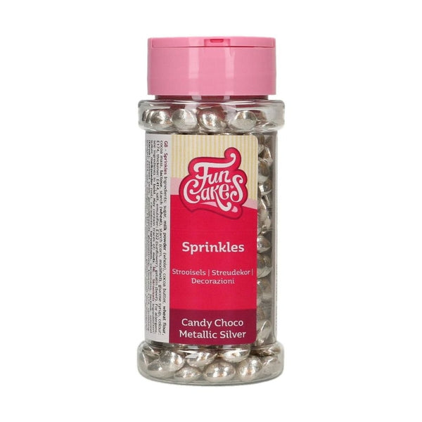 FunCakes Metallic Silver Choco Lentils Sprinkles 80g