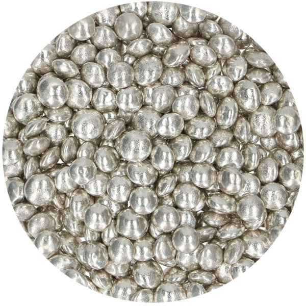 FunCakes Metallic Silver Choco Lentils Sprinkles 80g
