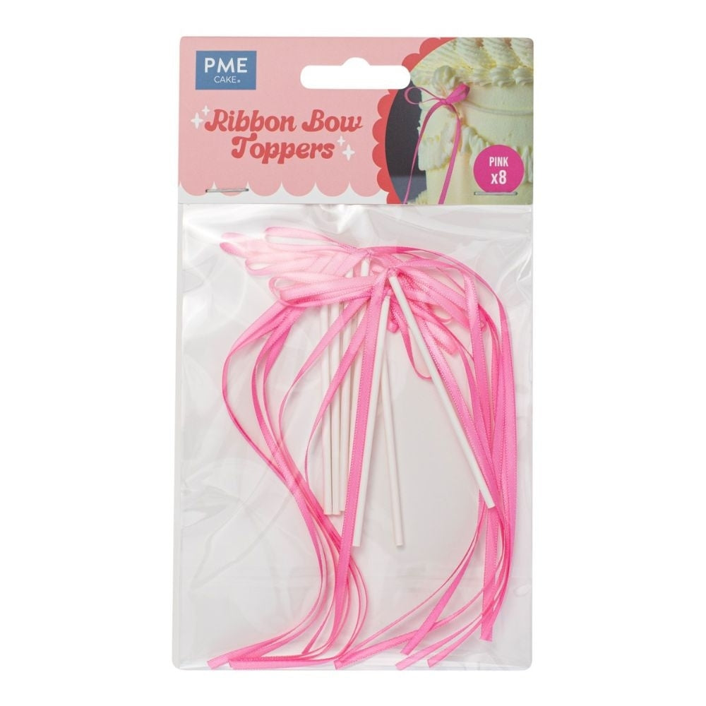 PME Pink Ribbon Bow Topper x 8