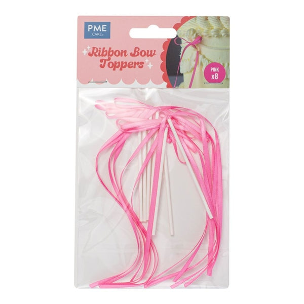 PME Pink Ribbon Bow Topper x 8