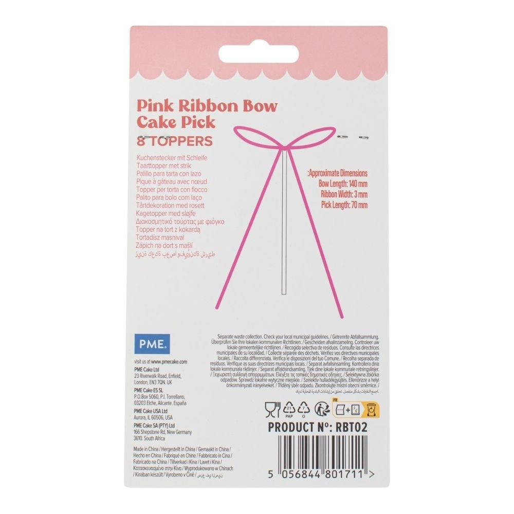 PME Pink Ribbon Bow Topper x 8