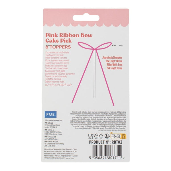 PME Pink Ribbon Bow Topper x 8
