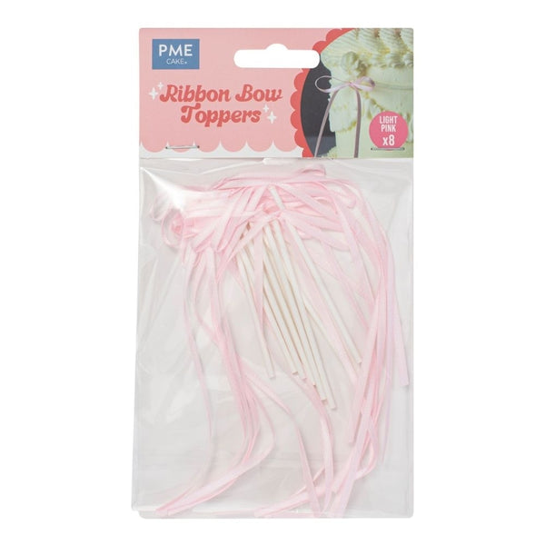 PME Light Pink Ribbon Bow Topper x 8