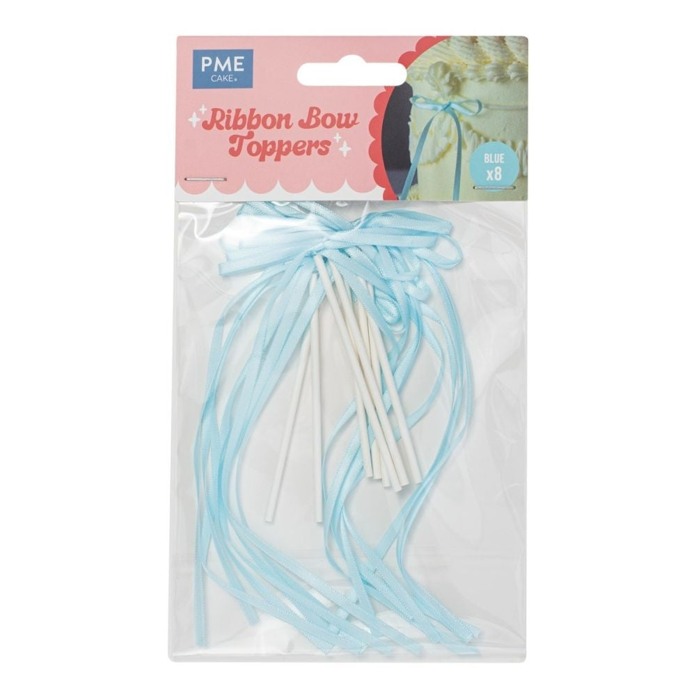 PME Blue Ribbon Bow Topper x 8