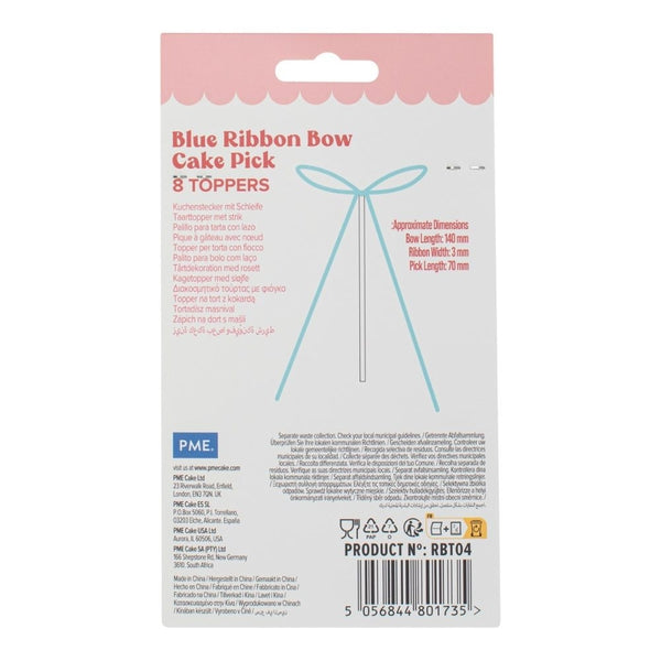 PME Blue Ribbon Bow Topper x 8
