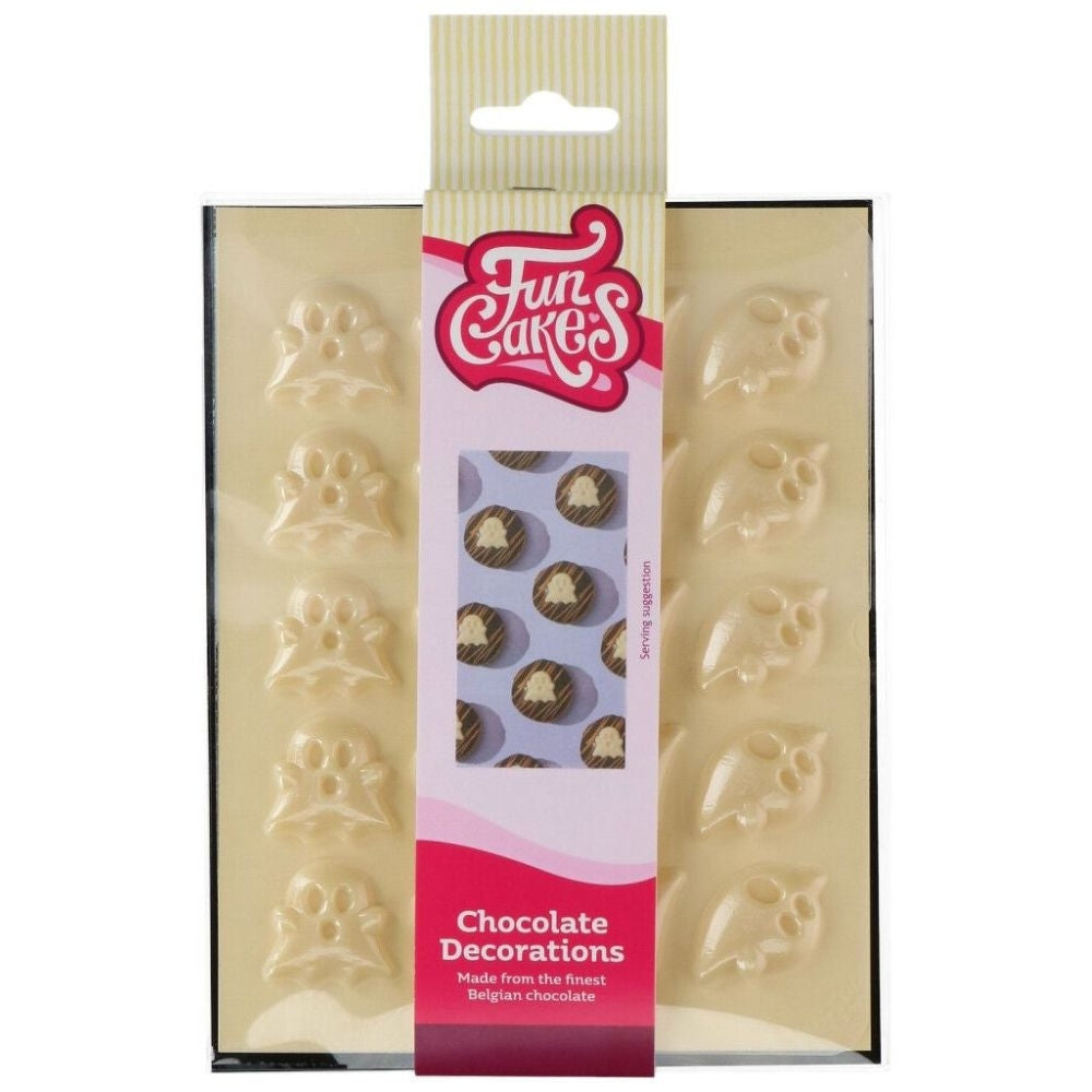 FunCakes White Ghost Chocolate Decorations Set Of 20