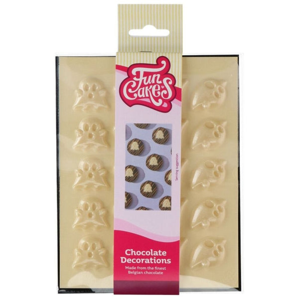 FunCakes White Ghost Chocolate Decorations Set Of 20