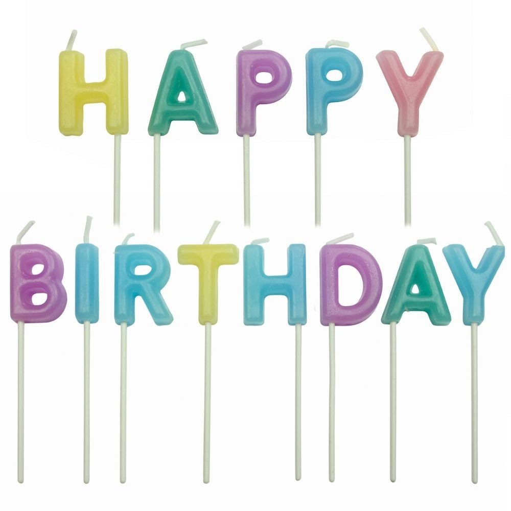 PME Pastel Happy Birthday Cake Candles