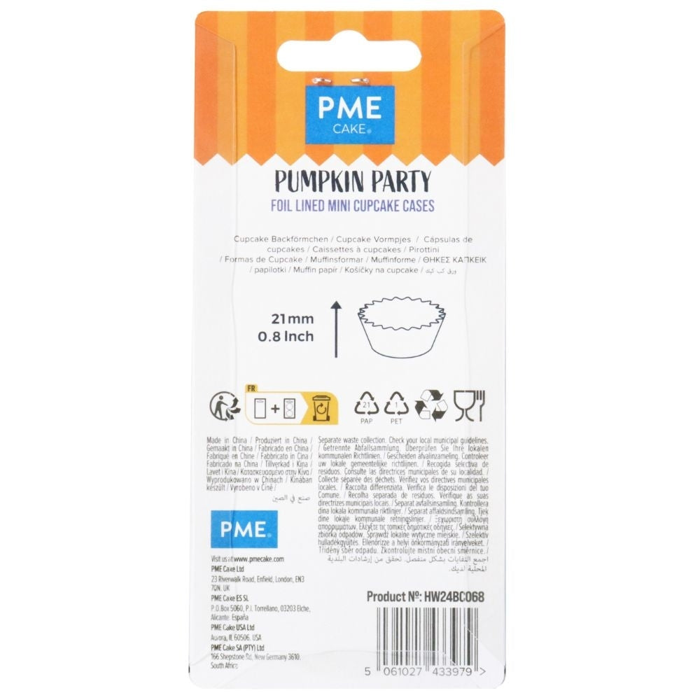 PME Pumpkin Party Mini Halloween Foil-Lined Cupcake Cases x 60