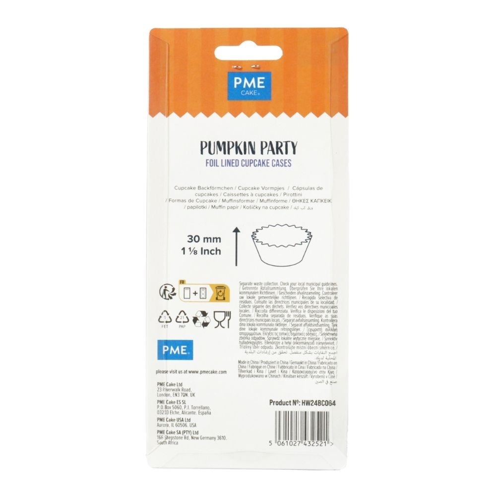 PME Pumpkin Party Halloween Foil-Lined Cupcake Cases x 60