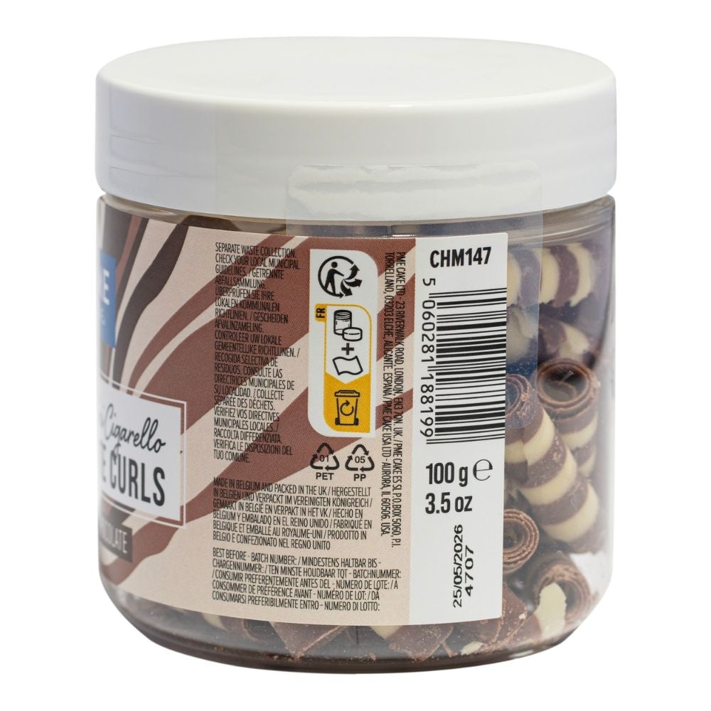 PME Striped Mini Chocolate Curls 100g