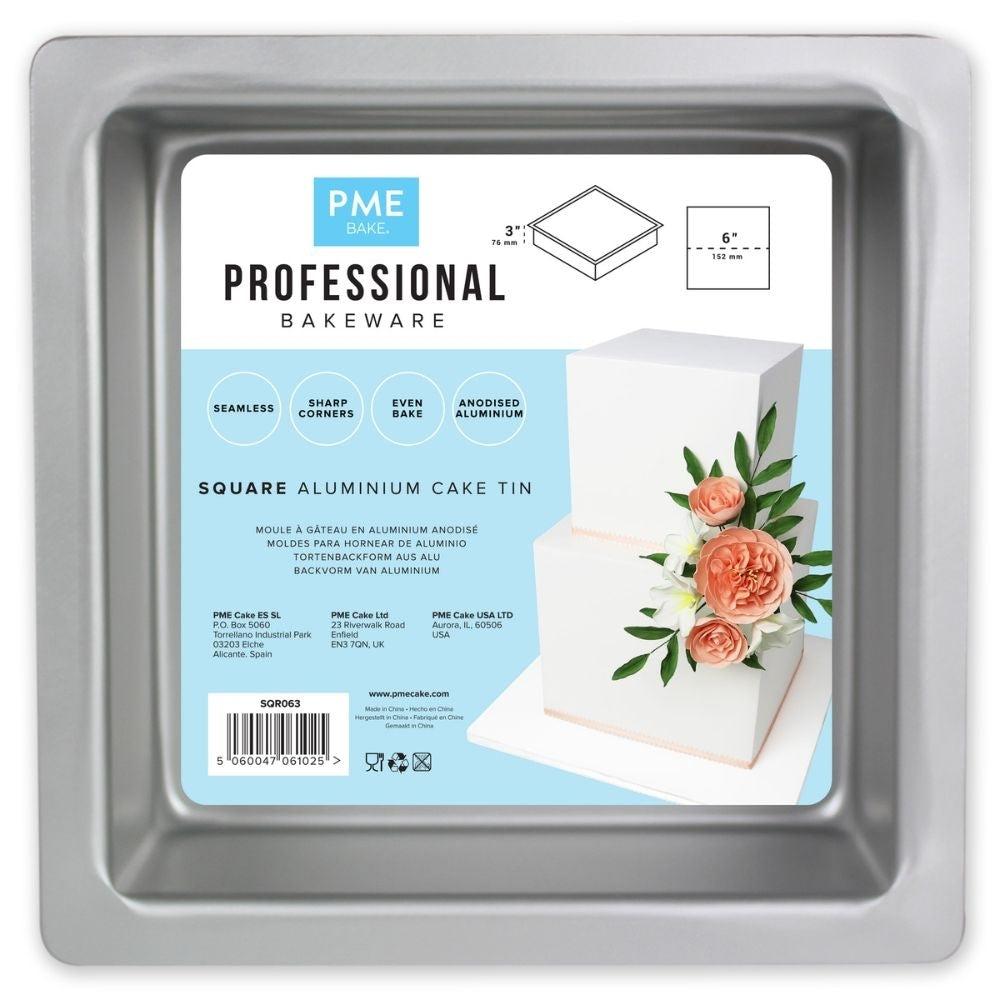 PME 3 Inch Deep Square Seamless Baking Tin