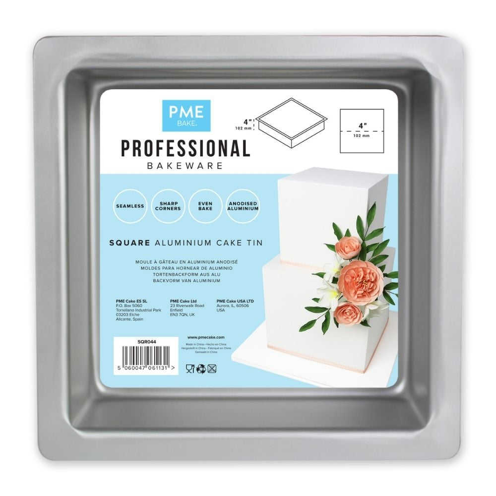 PME 4 Inch Deep Square Seamless Baking Tin