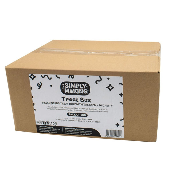 Simply Making Silver Stars Treat Box x 100 (16 Cavity)