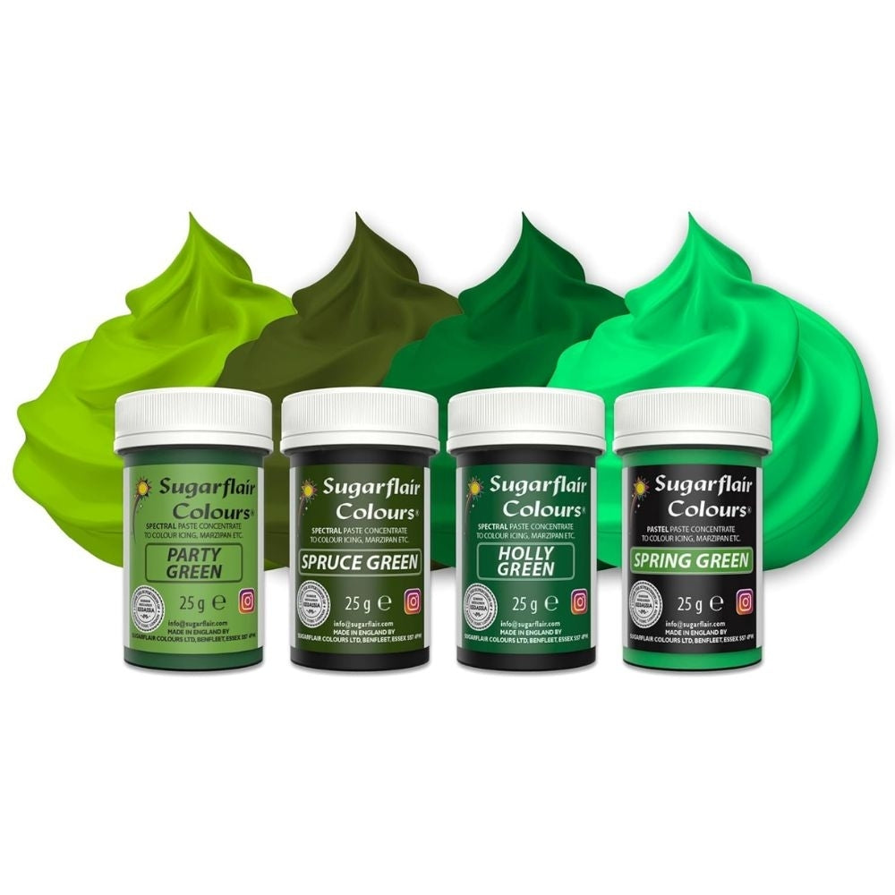 Sugarflair Green Food Colour Paste Set Of 4