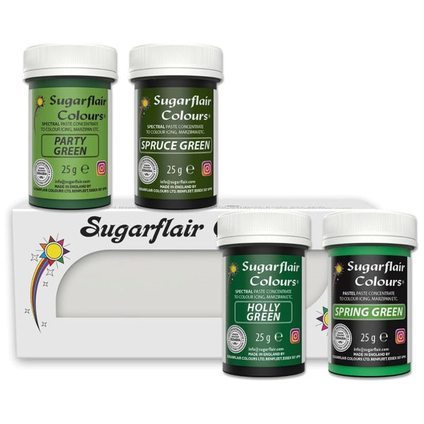 Sugarflair Green Food Colour Paste Set Of 4