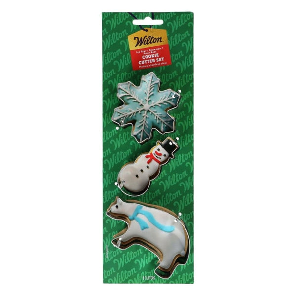 Wilton Ice Star, Snowman, Polar Bear Cookie Cutter Set Of 3