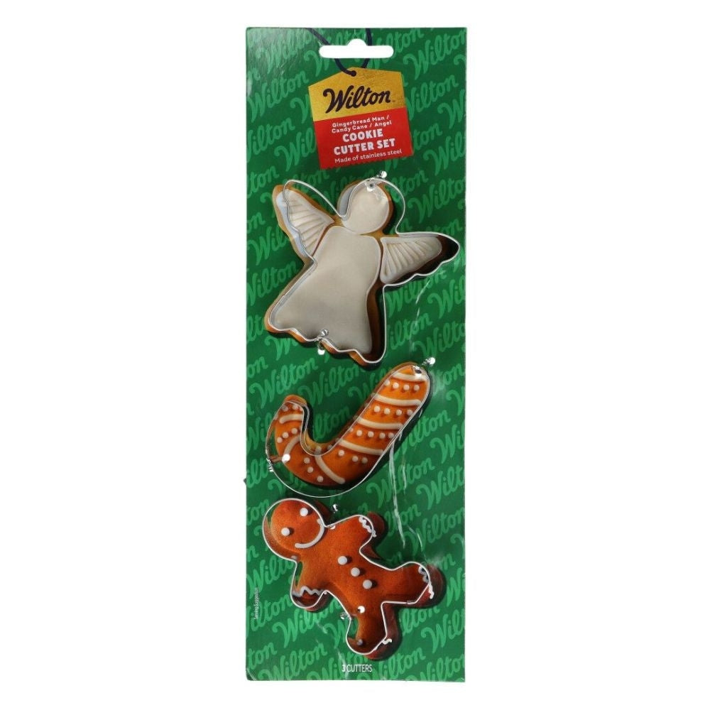 Wilton Gingerbread Man, Candy Cane, Angel Cookie Cutter Set Of 3