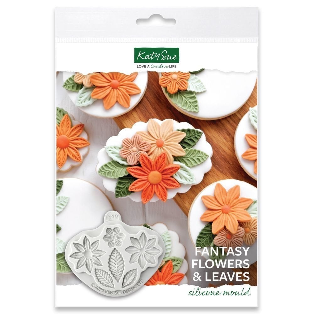 Katy Sue Designs Fantasy Flowers & Leaves Silicone Mould