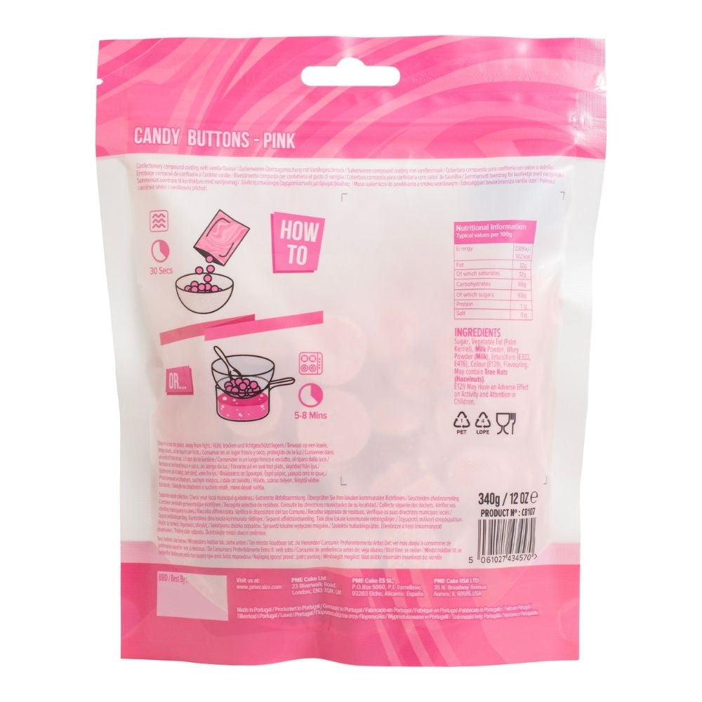 PME Pink Candy Buttons 340g