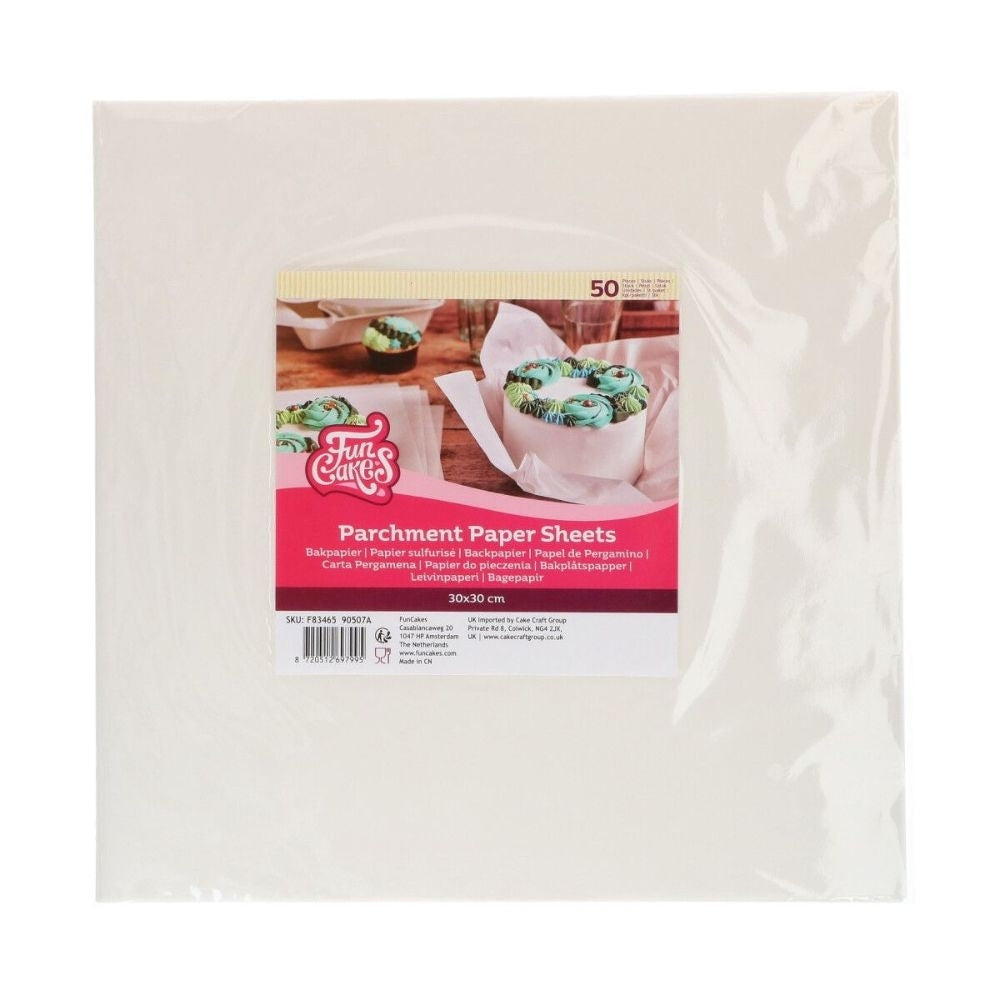 FunCakes Square Parchment Paper Sheets x 50