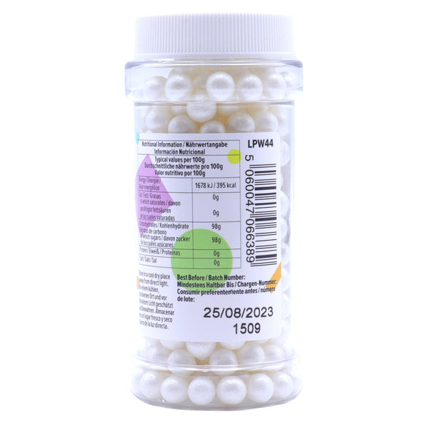 PME White 7mm Sugar Pearls 90g
