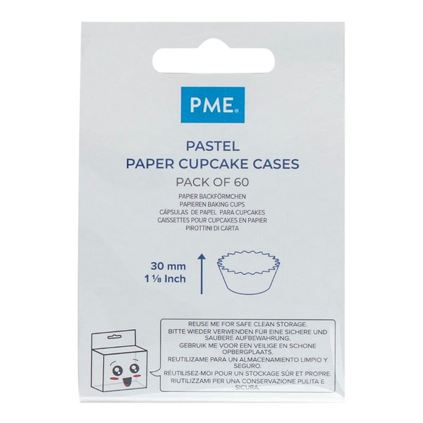 PME Mixed Standard Pastel Coloured Baking Cases x 60 Cups