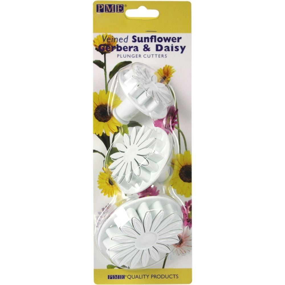 PME Sunflower, Daisy & Gerbera Veined Plunger Cutter Set Of 3