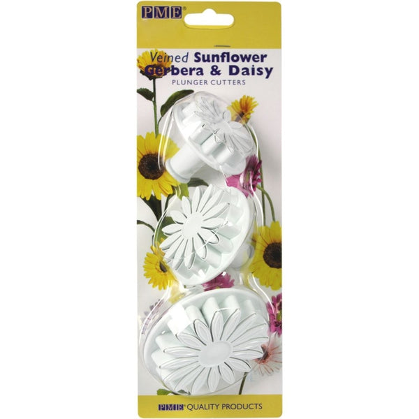 PME Sunflower, Daisy & Gerbera Veined Plunger Cutter Set Of 3