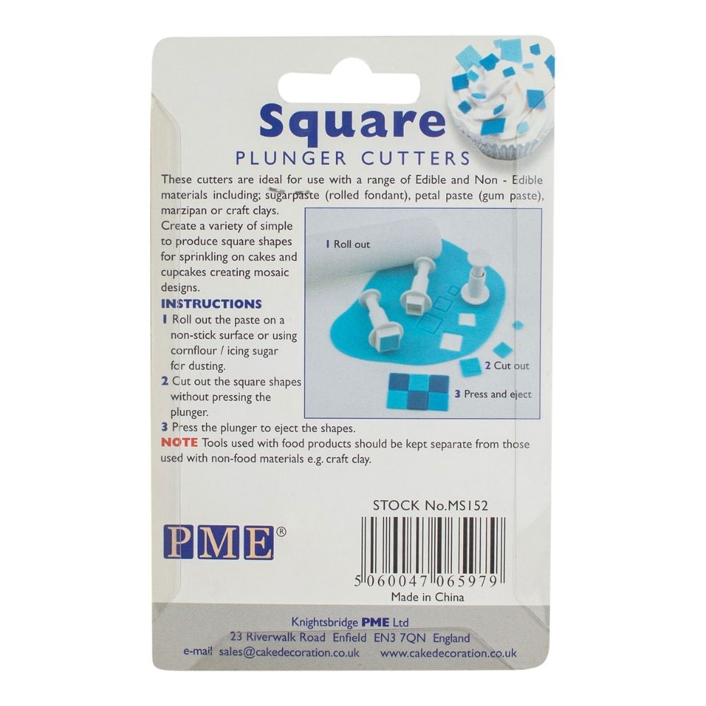 PME Mini Square Plunger Cutters Set Of 3